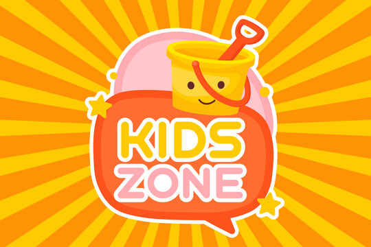 Vector cartoon image of signboard for children's areas or children's rooms. Concept of entertainment and games for children. Element for your design