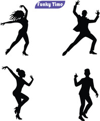 Dynamic Vector Silhouettes of Dancers in Various Poses: Capturing the Energy of Movement, Performance, and Funky Dance Styles for Diverse Creative Projects.
