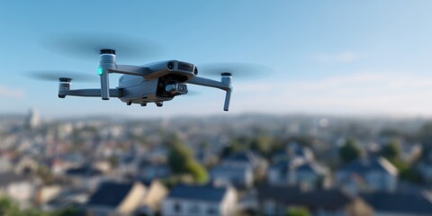 The drone soaring above an urban landscape providing stunning aerial views.