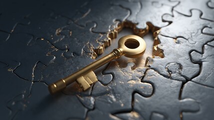 Golden Key Puzzle Background: Wealth Code, Investment Sector, and Key Information Convergence Illustration
