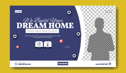 Home Construction and Renovation Services Banner Template with Placeholder Image