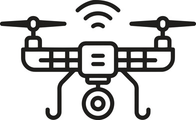 Drone with camera icon. Flying, recording, aerial, technology vector illustration