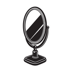 Obraz premium Mirror on Stand Silhouette Vector Illustration