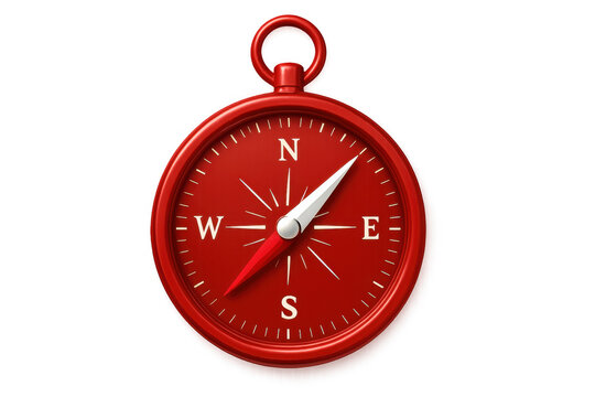 Red compass pointing north with transparent background, perfect for travel and exploration concepts