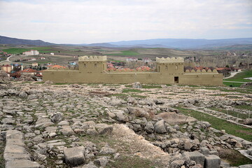 TURKIYE,HATTUSA.It was the capital of the Hittite Empire in the late Bronze Age The earliest traces of settlement on the site are from the sixth millennium BC.In the photoThe Great Temple in the inner