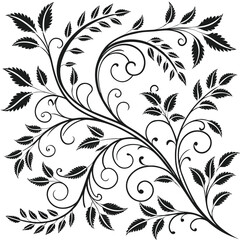 Obraz premium Black and white floral vine vector for graphic design