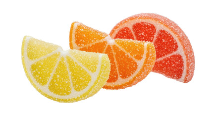 Isolated Citrus Fruit Slices Gummy Candies