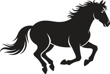 Running horse silhouette. Speed, motion, animal vector illustration isolate on white background