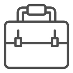 Briefcase with rivets and handle line icon, businessman accessory concept, office suitcase sign on white background, outline style icon for mobile and web design. Vector graphics.