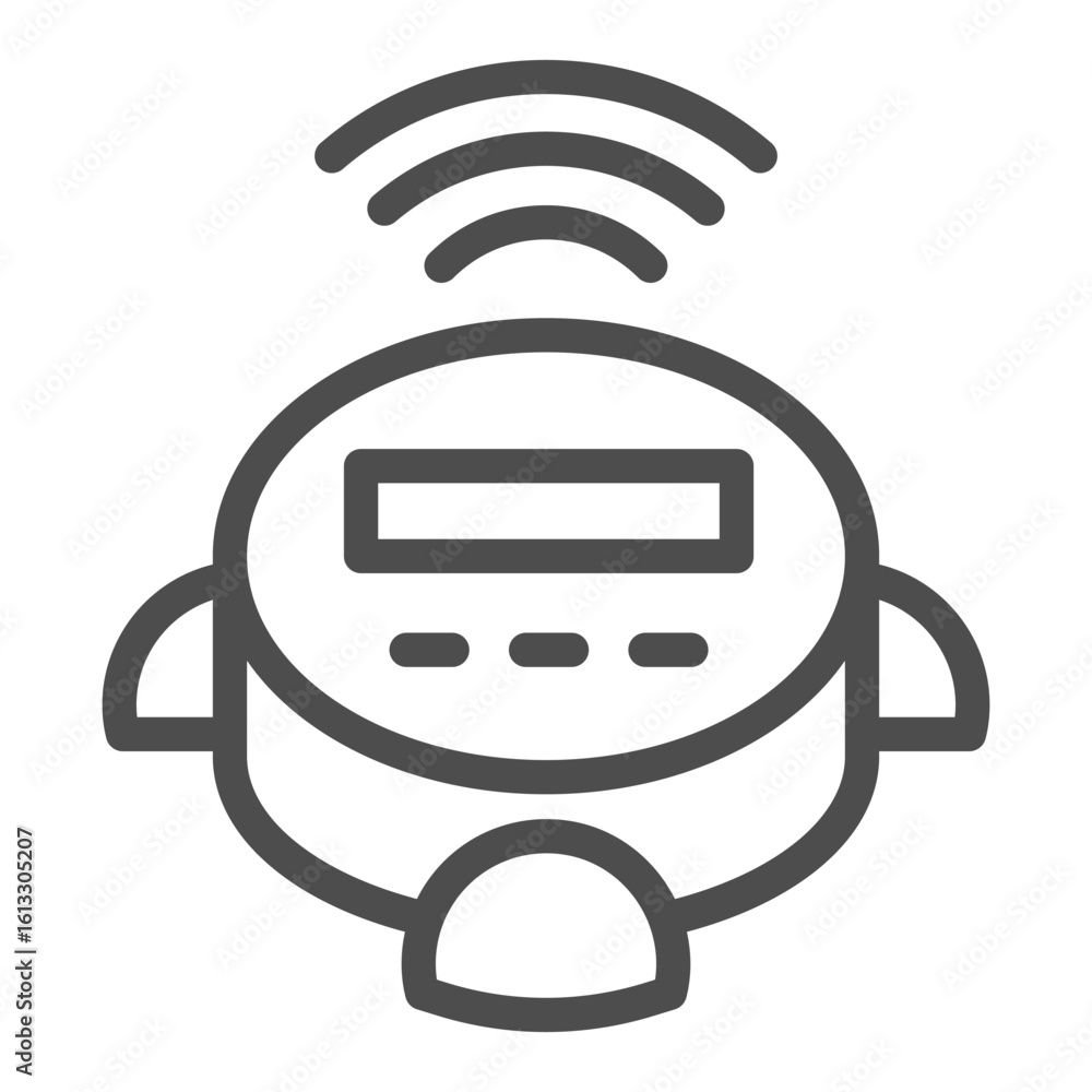 Poster robot vacuum cleaner and wireless signal line icon, intelligence technology concept, smart device si