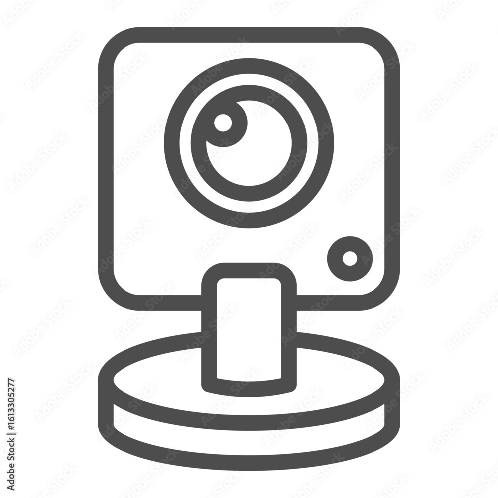 Poster webcam with microphone line icon, portable electronics device concept, computer video camera sign on