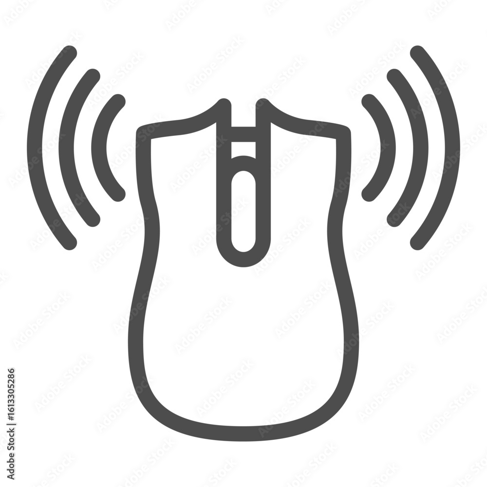Poster wireless bluetooth computer mouse line icon, portable electronics concept, pc cursor device sign on 