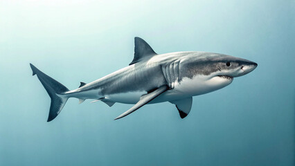 Naklejka premium Giant Great White Shark Jaws Agap Dark Waters Oceanic Predator Imposing on transparent background