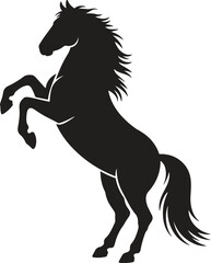 Rearing horse silhouette icon. Wild animal, equestrian, stallion, vector illustration