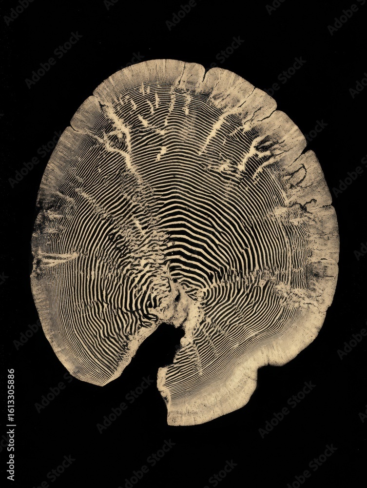 Poster growth rings pattern resembling tree rings observed in a brain cross-section illustrating neural dev