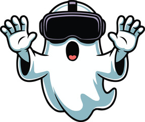 Virtual Reality Ghost Spooky Specter in VR Headset
