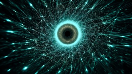 Obraz premium A captivating abstract digital design featuring a glowing circular core and intricate lines.