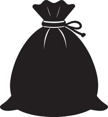 Santa Claus Gift Bag Silhouette in Black | Christmas Sack Illustration