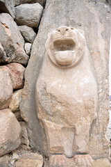 Turkiye,Hattusa,It was the capital of the Hittite Empire in the Late Bronze Age. The first traces of settlement on the site date back to the 6th millennium BC.In the photo,access to the city, sphinx, 