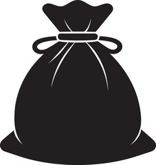Santa Claus Gift Bag Silhouette in Black | Christmas Sack Illustration