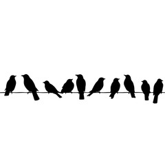 birds on a wire silhouette