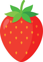 Obraz premium Vector art of a vibrant red strawberry with green leaves isolated on white background, perfect for a healthy snack