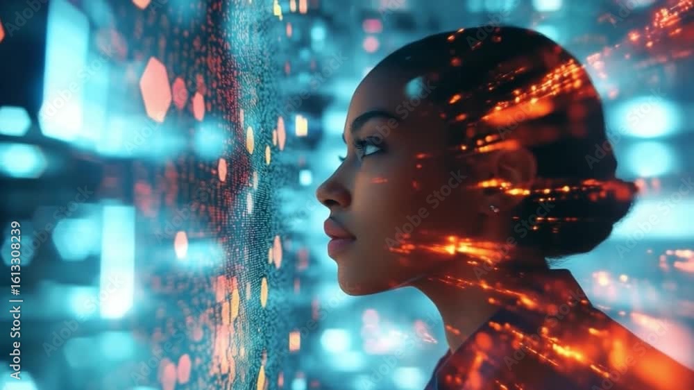 Poster this video showcases the intersection of human emotion and technology. it captures a stunning visual