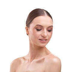 Fototapeta premium Portrait of beautiful young woman on white background