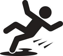 Person Slipping Icon - Safety Hazard Warning Vector Symbol