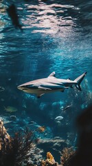 Majestic Shark in Deep Ocean: Underwater Elegance and Serenity