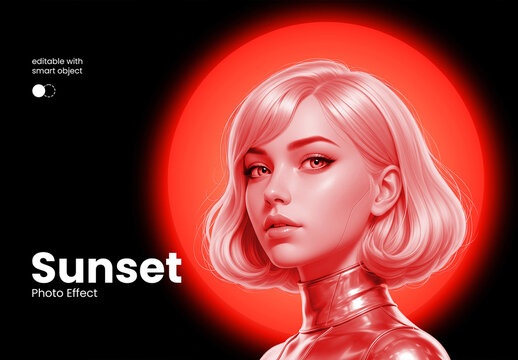 Retro Futuristic Sunset Glow Photo Effect