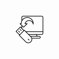 usb restore computer icon sign vector