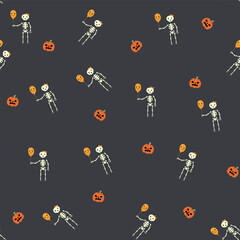 Seamless pattern with a pumpkin Celebrating Halloween Vector Illustration