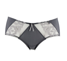 Petite culotte grise dentelle ajourée et broderie sexy