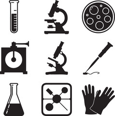 Laboratory equipment icons science research