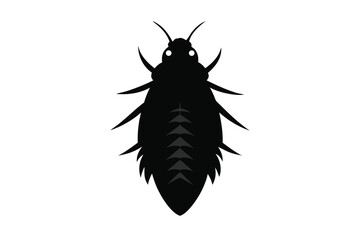 Black silhouette of a louse on a white background