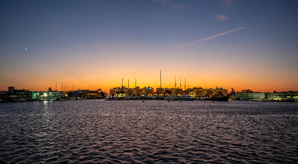 Sunset in the port of Valencia (Spain)