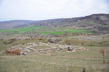 TURKIYE,HATTUSA.It was the capital of the Hittite Empire in the late Bronze Age The earliest traces of settlement on the site are from the sixth millennium BC.In the photoThe Great Temple in the inner