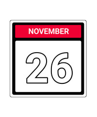 Fototapeta premium calendar icon November month date 26