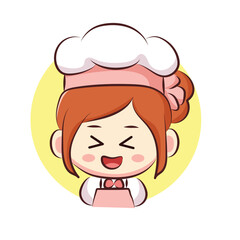 Cute bakery chef girl is smile mascots cartoon art illustration for elements, clipart