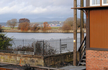 View of Old Dock and Distant Hills from Heritage Railway 