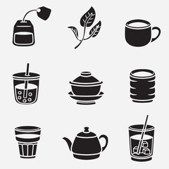 set of tea good for icon, symbol, element design, silhouette design, etc