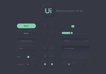 3D Neumorphic Soft UI Design. 3D Bottons.