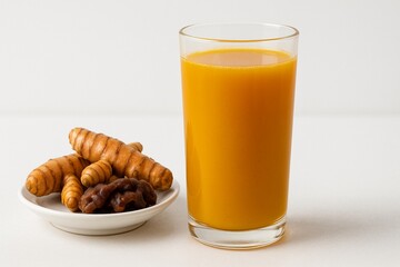 Traditional Jamu Kunyit Asam. Healthy Turmeric Tamarind Juice. Indonesian Herbal Health Drink