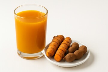 Traditional Jamu Kunyit Asam. Healthy Turmeric Tamarind Juice. Indonesian Herbal Health Drink