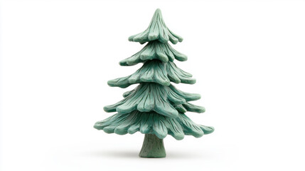 Obraz premium Childlike plasticine pine tree. The tree is entirely made of plasticine, with uneven isolated on white background.