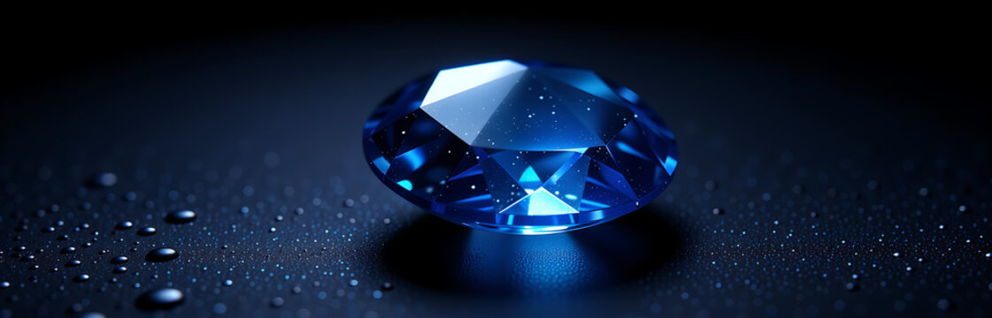 majestic blue sapphire gemstone glimmers intensely bright focused microscope light intricate inclusions facets visible