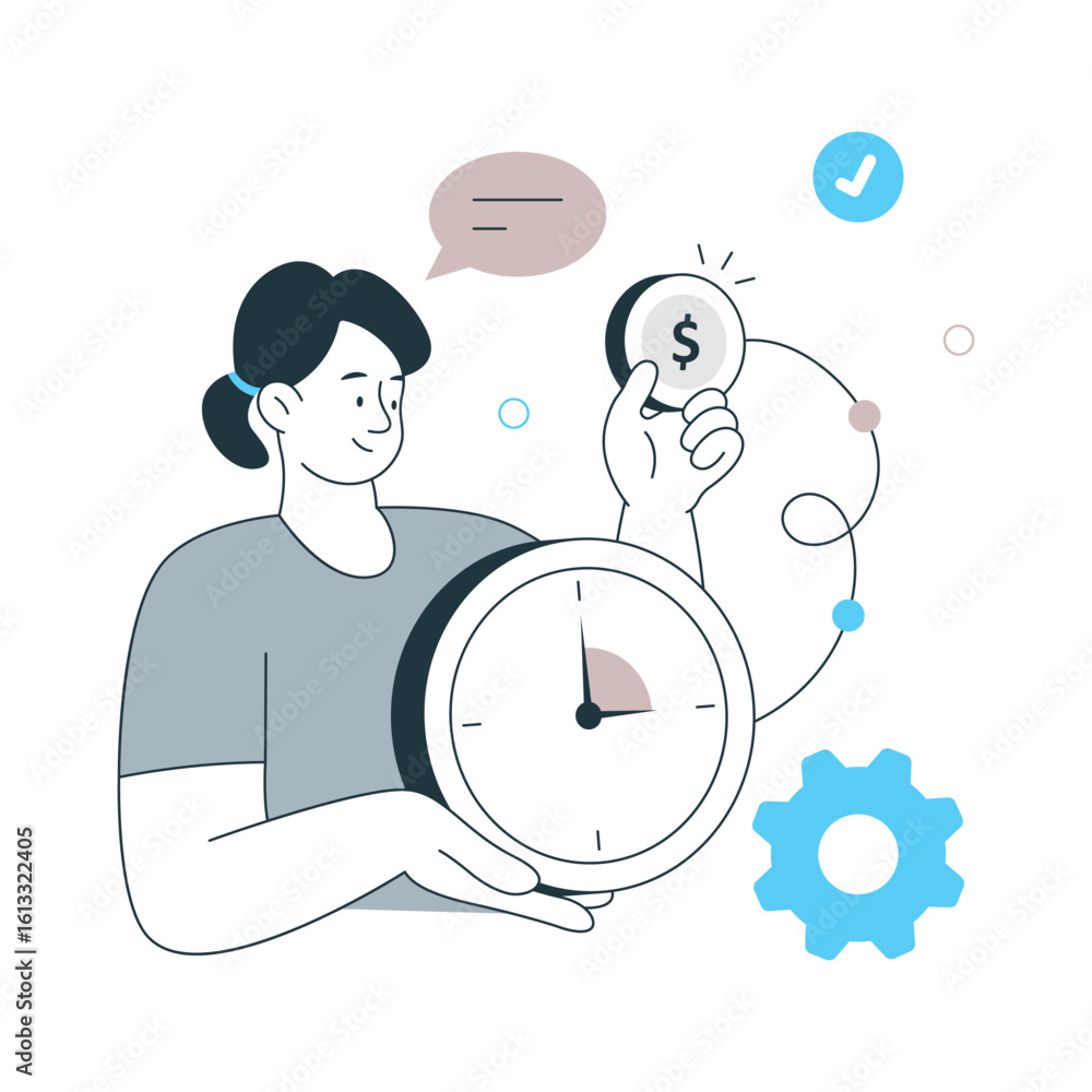 Poster setting hourly rate vector illustration. eps 10 file