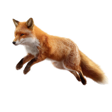 Bouncing sky fox isoleted on transparent background.