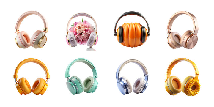 Collection of four icons depicting a camera with graphs, film editing, and a virus isolated on transparent background